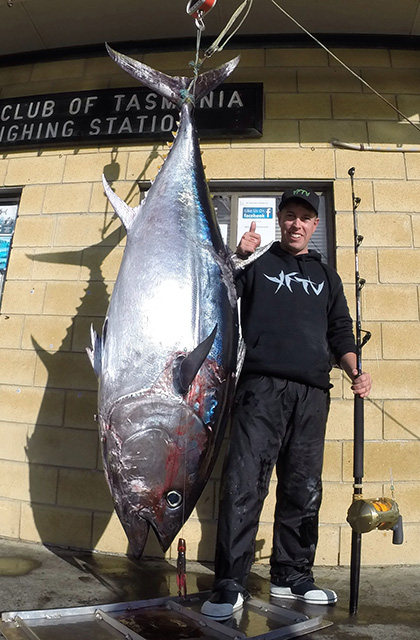 ANGLER: Evan Richards SPECIES: Southern Bluefin Tuna WEIGHT: 102.8kg LURE: JB Lures, Micro Dingo